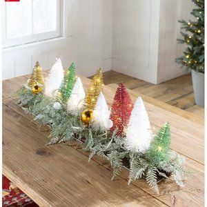 Lighted Holiday Centerpiece with Bottle Brush Trees